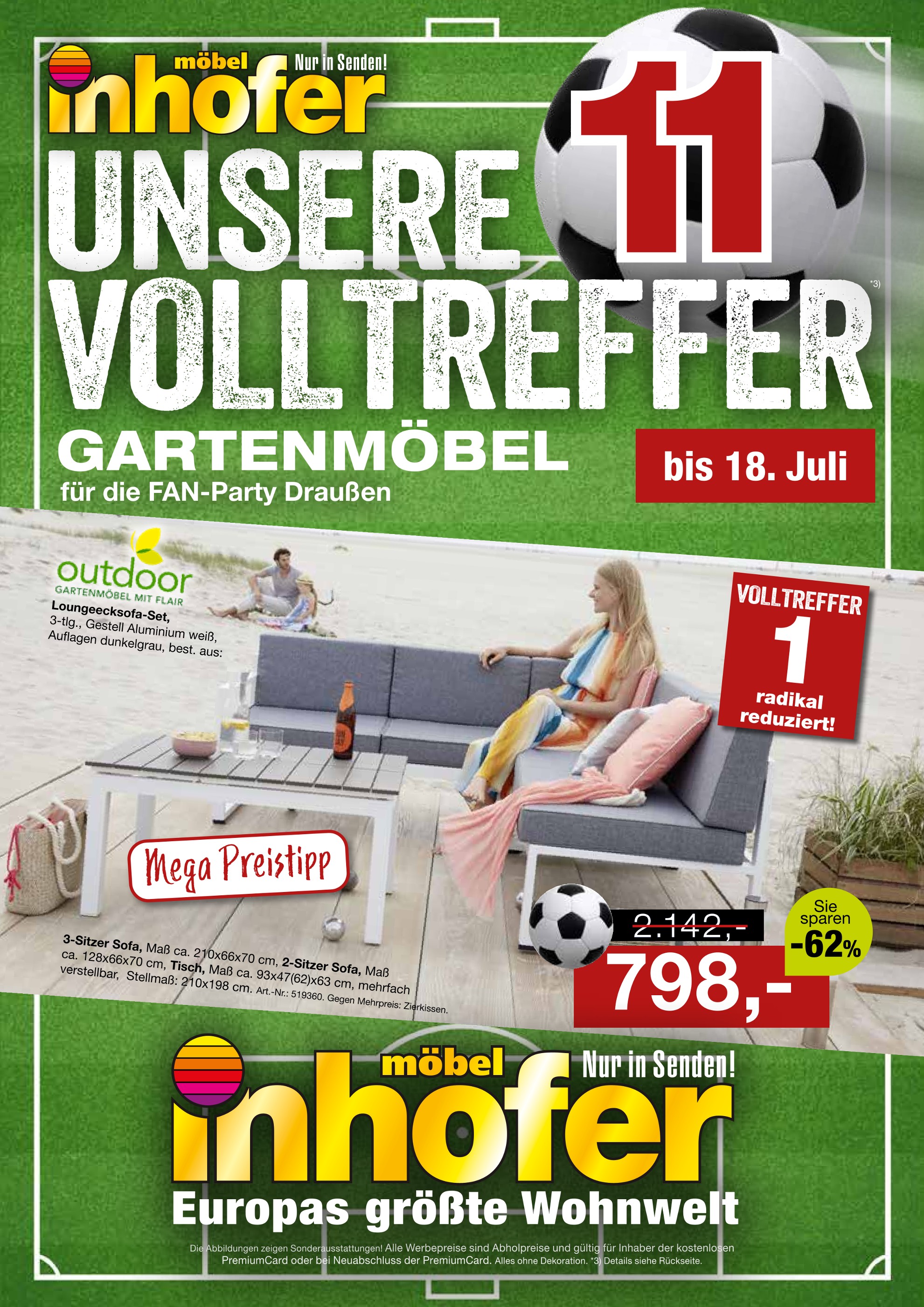 Möbel Inhofer Prospekt für Germaringen: UNSERE VOLLTREFFER - GARTENMÖBEL, 6 Seiten, 11.06.2026 - 18.07.2026
